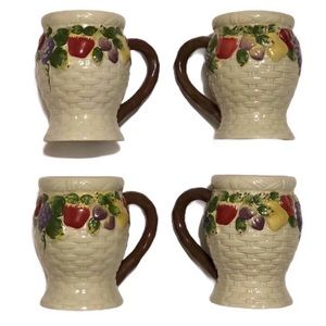 Set of 4 Vintage Fruit Theme Mugs